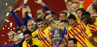 ১২ মিনিটে ৪ গোল করে বার্সেলোনার কোপা দেল রে শিরোপা জয় বার্সেলোনা