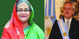 আর্জেন্টিনার প্রেসিডেন্টকে প্রধানমন্ত্রীর অভিনন্দন