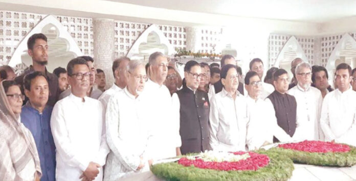 শেরে বাংলার সমাধিতে প্রধানমন্ত্রীর পক্ষে শ্রদ্ধা নিবেদন শেরে বাংলা