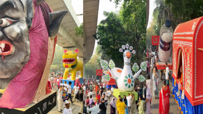 চারুকলা থেকে বের হয়েছে ‘বর্ষবরণ আনন্দ শোভাযাত্রা’ চারুকলা