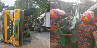 ট্রাক ও পিকআপ মুখোমুখি সংঘর্ষে ১ জন নিহত ট্রাক