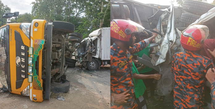 ট্রাক ও পিকআপ মুখোমুখি সংঘর্ষে ১ জন নিহত ট্রাক