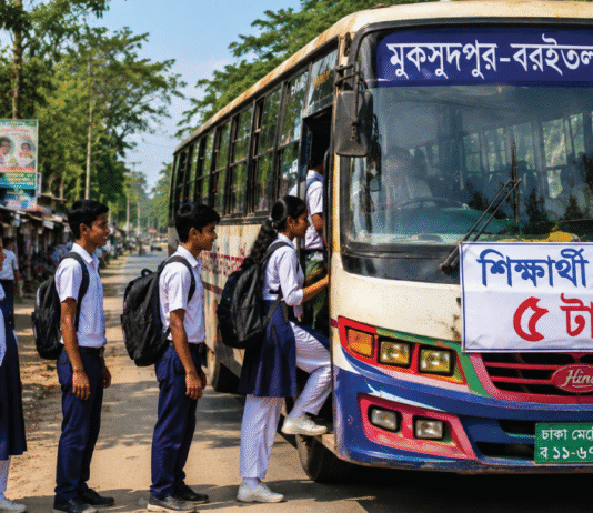 শিক্ষার্থীদের জন্য বাসভাড়া ৫ টাকা শিক্ষার্থী